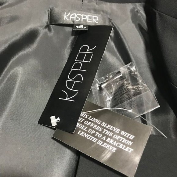 Kasper Portofino Black Gunmetal Bamboo Button D-Ring Waist Jacket - Picture 14 of 16